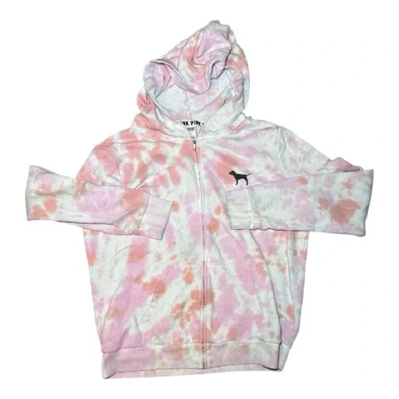 PINK Victoria's Secret Tie Dye Zip Hoodie Medium - Picture 1 of 7